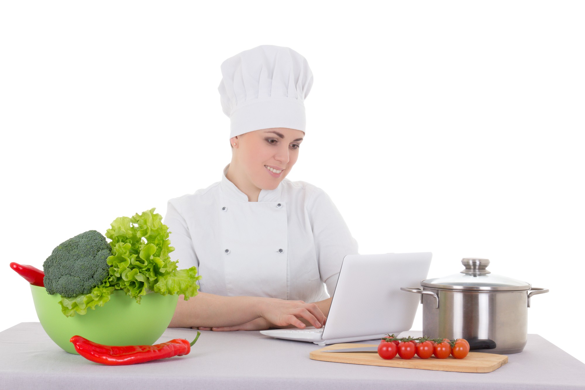 Chef online teaching a virtual cooking class